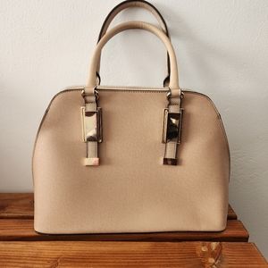 Aldo | Large Beige/Cream Colored Purse with Floral Interior Lining